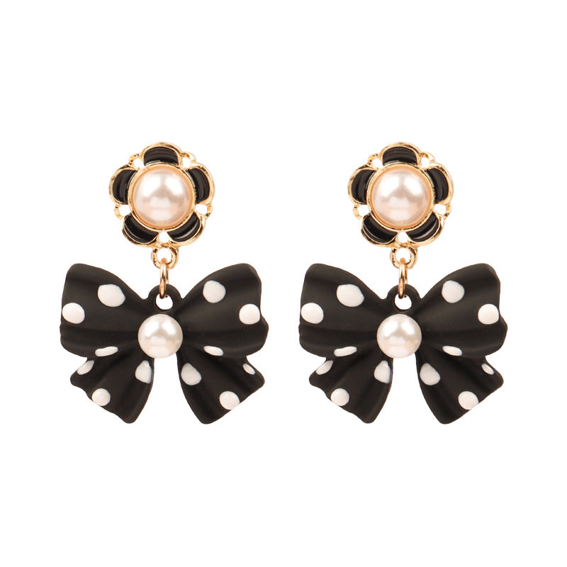 Alloy polka dot bow earringsMIC-LSY029