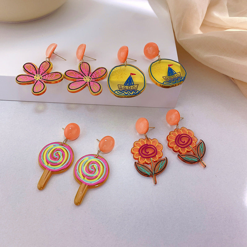 Alloy hand-painted lollipop flower earrings (Minimo de Compra 2) MIC-XingS016