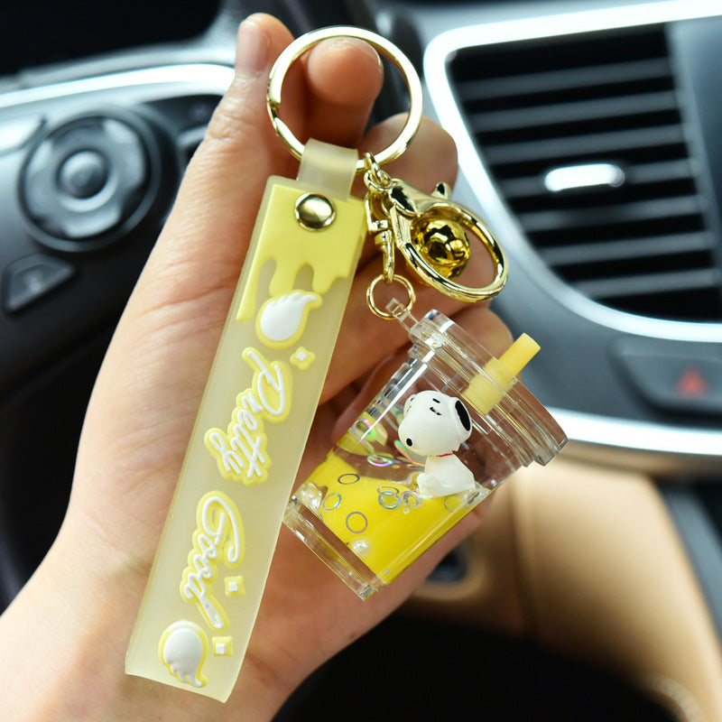 PVC oil flowing sand Snoopy keychain MYA-YanG011