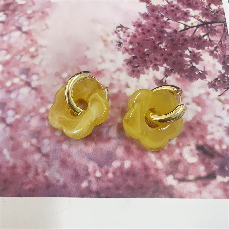 Alloy C-shaped copper tube colored oil drip earrings (Minimo de Compra 2) MIC-YingS008