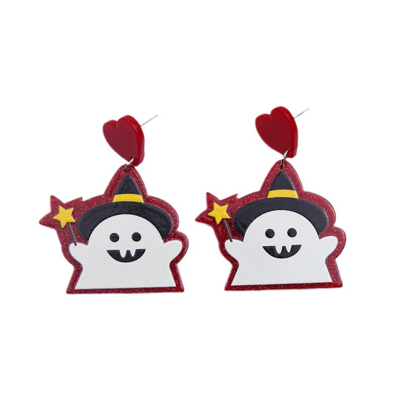 Acrylic Halloween Magic Stick Ghost earrings (Minimo de Compra 2) MIC-DuA034