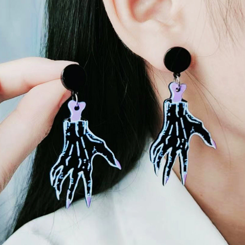 Acrylic Halloween Claw Skeleton Earstuds (Minimo de Compra 2) MIC-DuA020