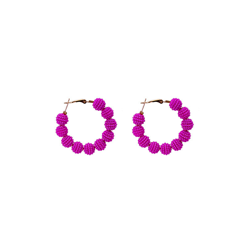 Alloy candy colored beaded circular earrings MIC-MDD130