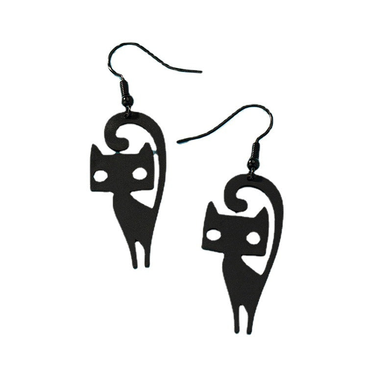 Acrylic hollow hanging kitten earrings MYA-HLM021