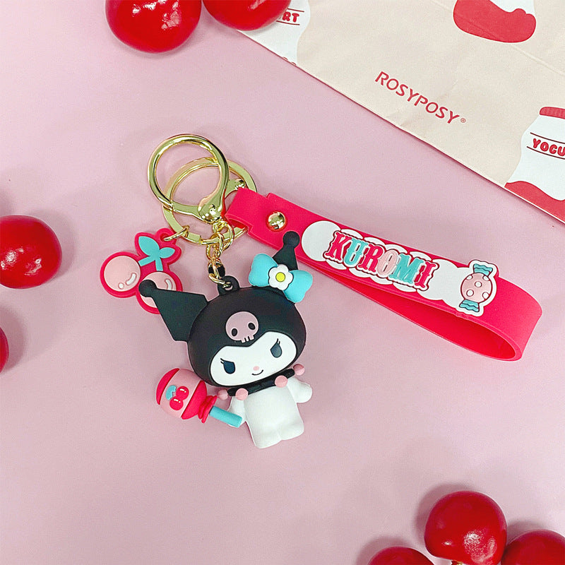 Keychains PVC Cherry Whisper Series Cute Cinnamon Dog Keychain Girls Cartoon Pendant (S) MIC-JiaoL020