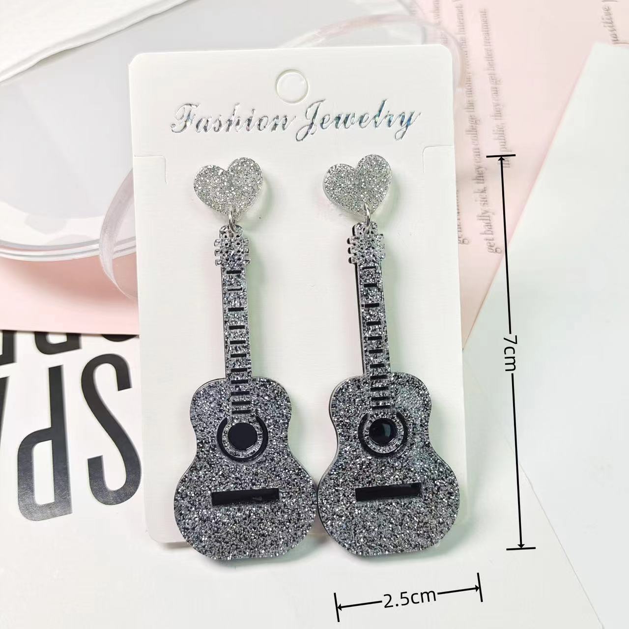 Alloy hip-hop guitar earrings (Minimo de compra 2) MIC-MingX012