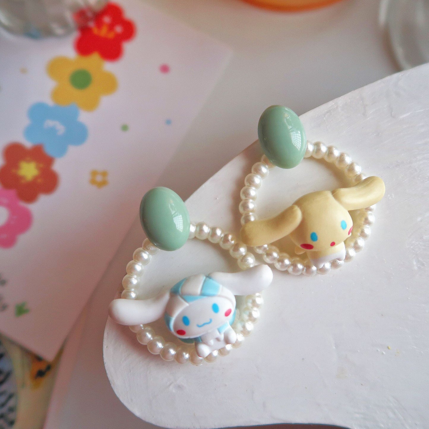 Resin cute pearl round earrings MIC-XME002