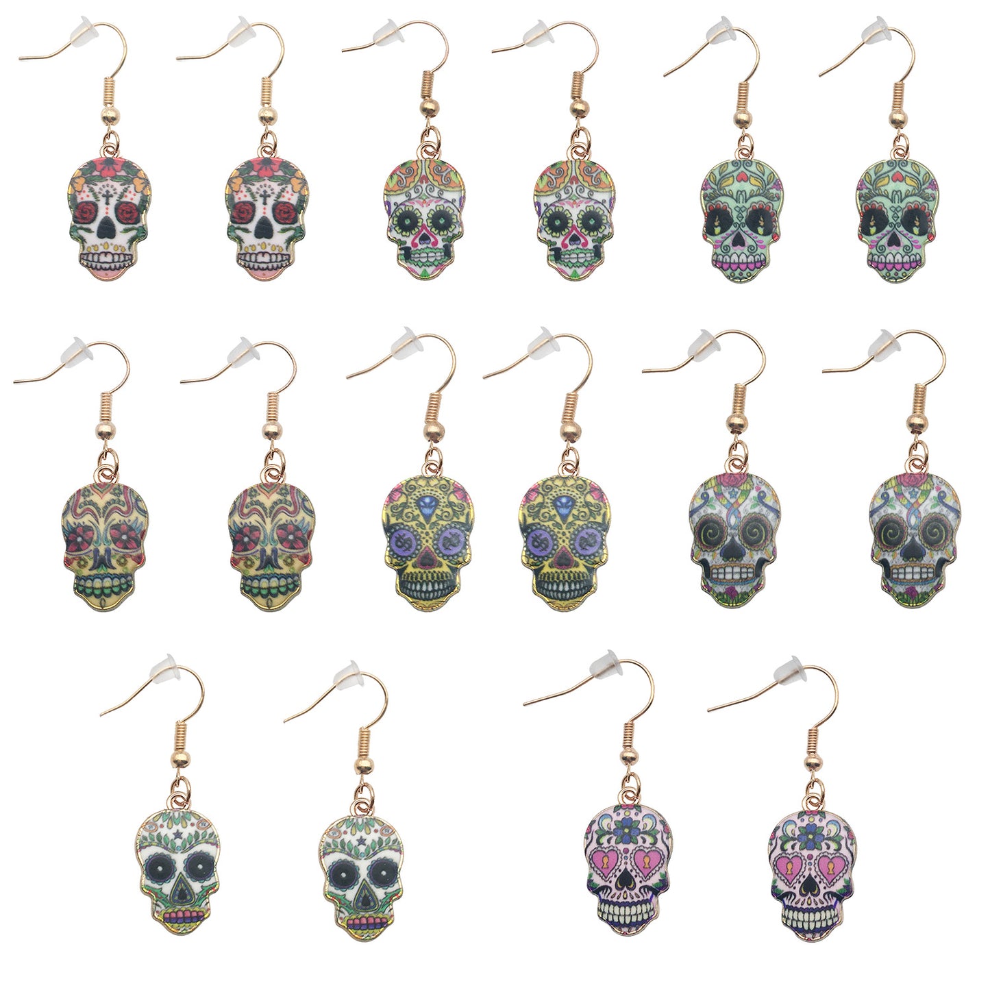 Alloy Halloween print skull earrings (Minimo de compra 5) MIC-OuL009