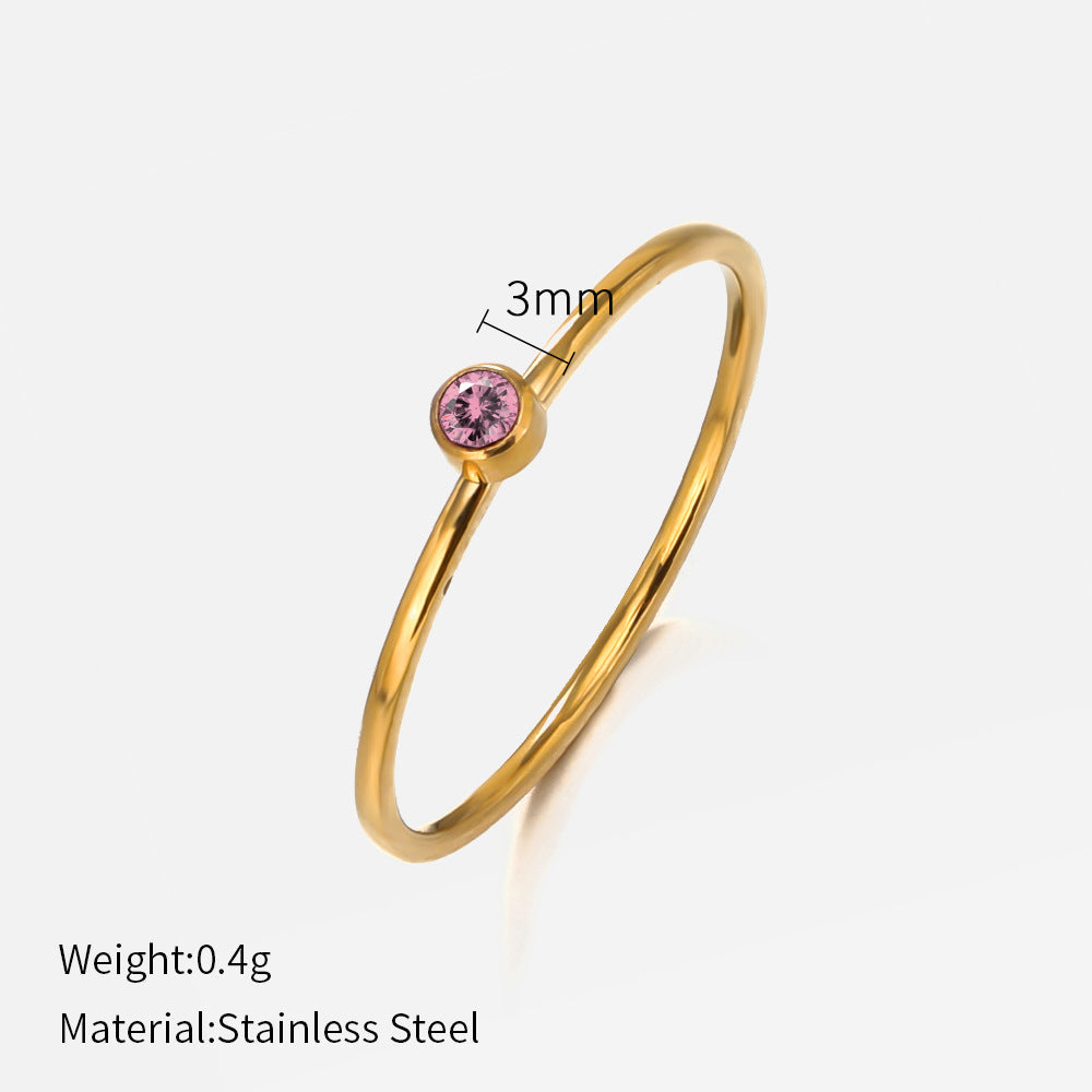 Stainless steel gold-plated colored diamond ring （Minimo de compra 2） MYA-chenH011