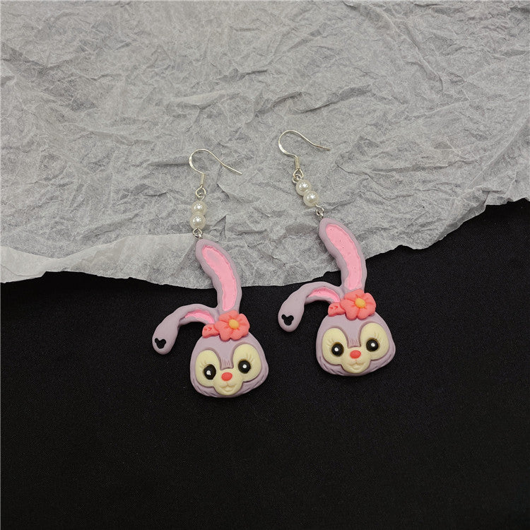 Resin Cute Purple Rabbit Earrings (Minimo de Compra 2) MIC-WWHM039