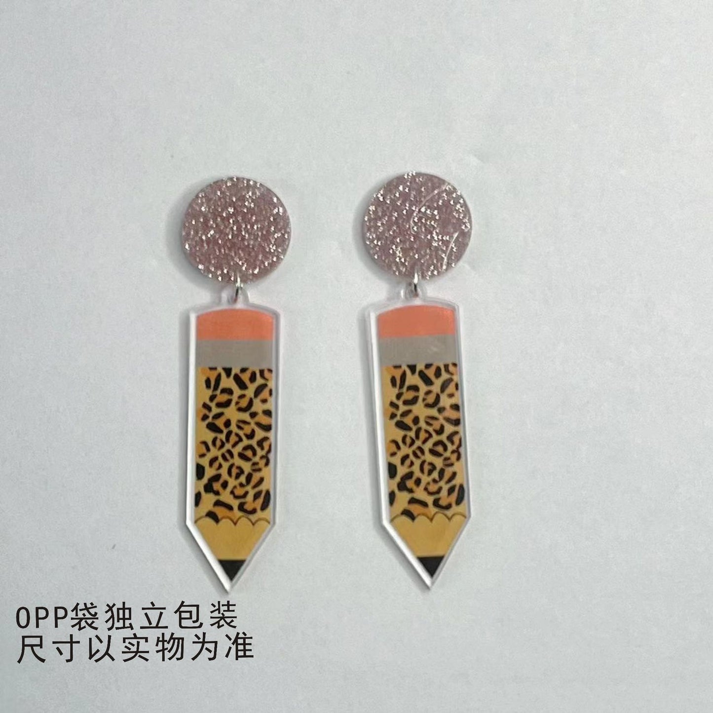 Acrylic printed pencil earrings MIC-JiuT001