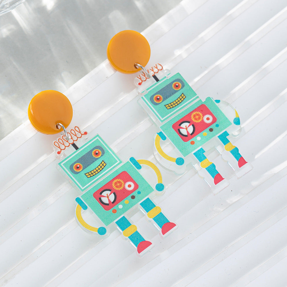 Acrylic Robot Art Earrings (Minimo de Compra 2) MIC-BeiQ004