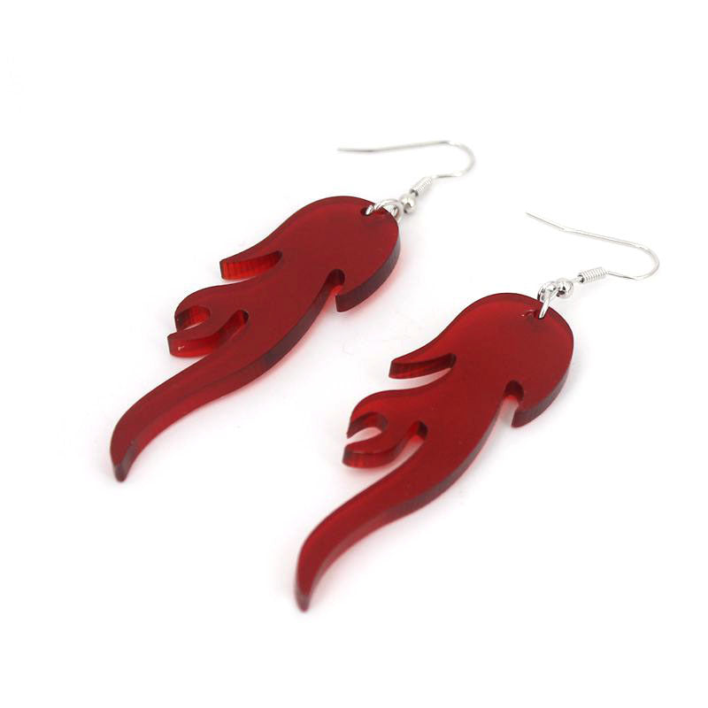 Acrylic Mirror Gold Flame Earrings MIC-QiuG010