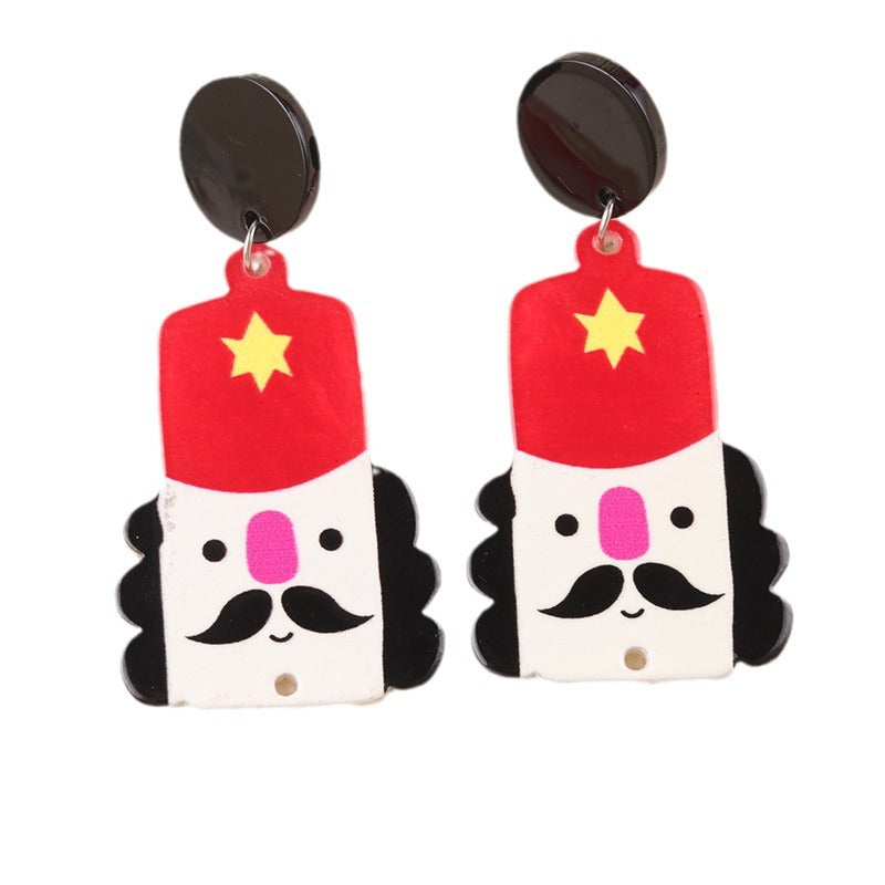 Acrylic Cup Snowman Earrings MIC-DuA095