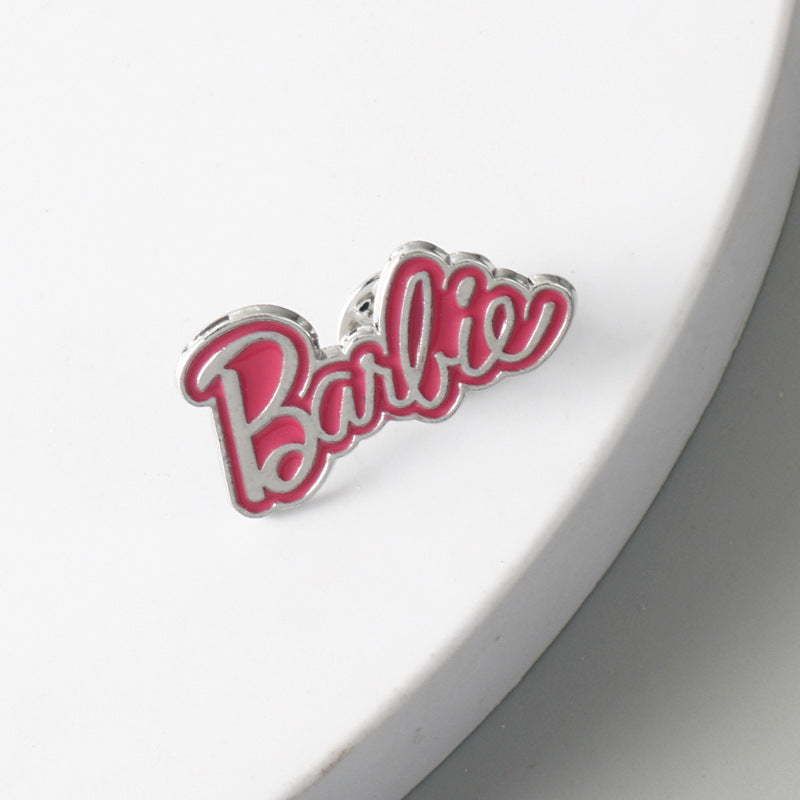 Alloy girl style pink letter brooch MIC-AiWen015