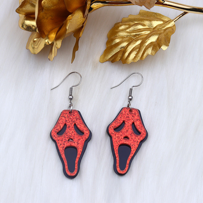 Acrylic Halloween Pumpkin Bat Earrings (Minimo de Compra 2) MIC-DuA045