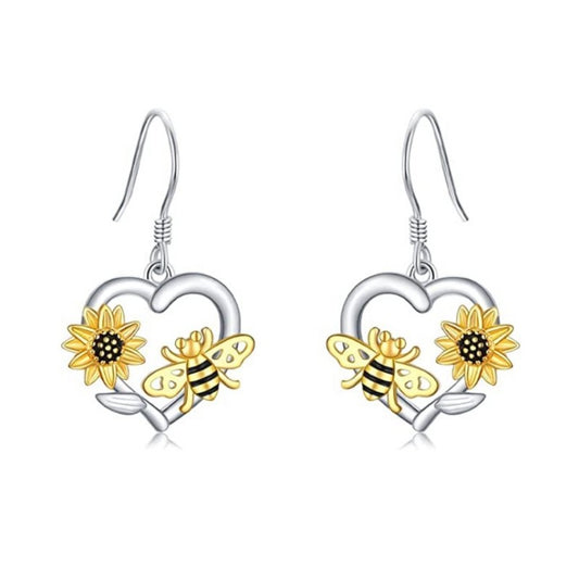 Alloy Sunflower Heart shaped Earrings (Minimo de compra 10) MIC-ZhuY003