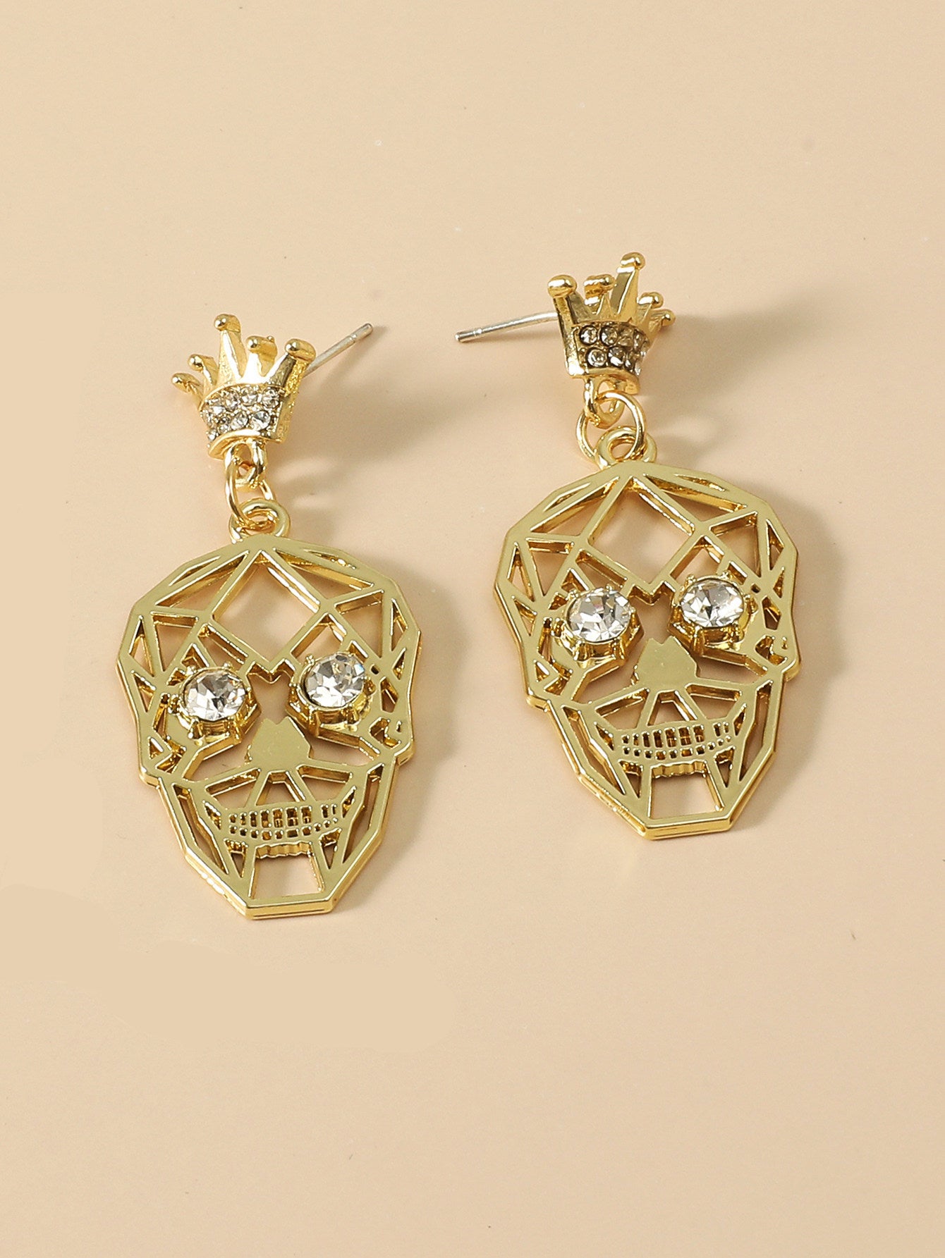 Acrylic hollow skull head with diamond earrings (Minimo de Compra 2) MYA-QiShang002