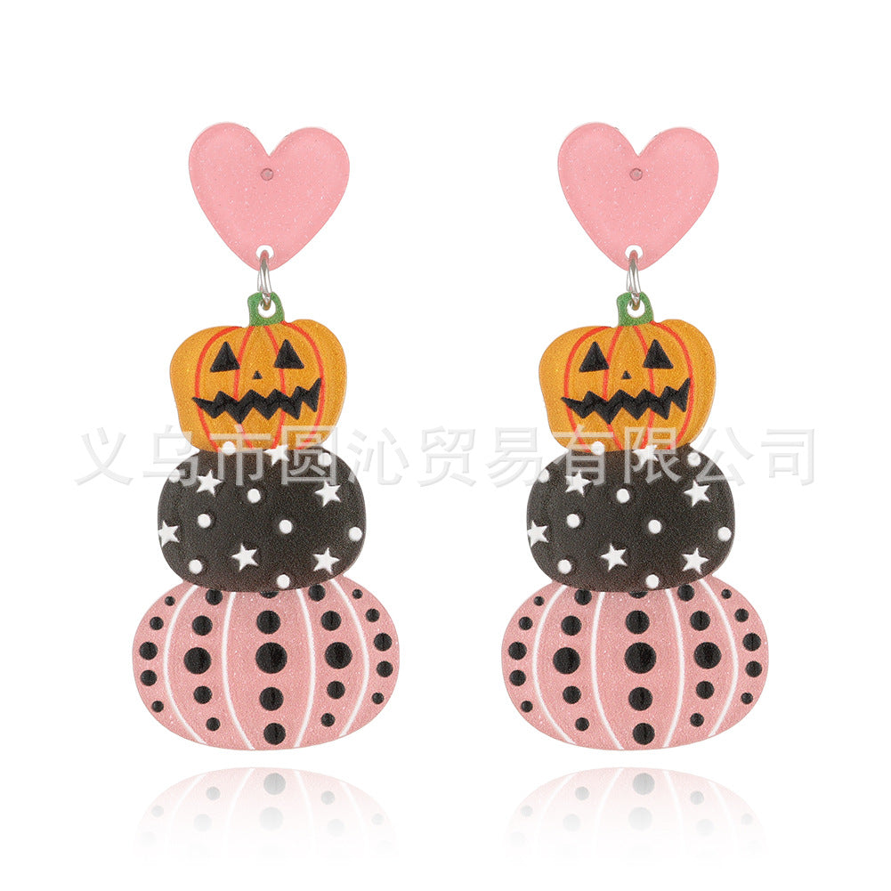 Acrylic funny cartoon pumpkin ghost earrings (Minimo de Compra 3) MIC-YuanQ002