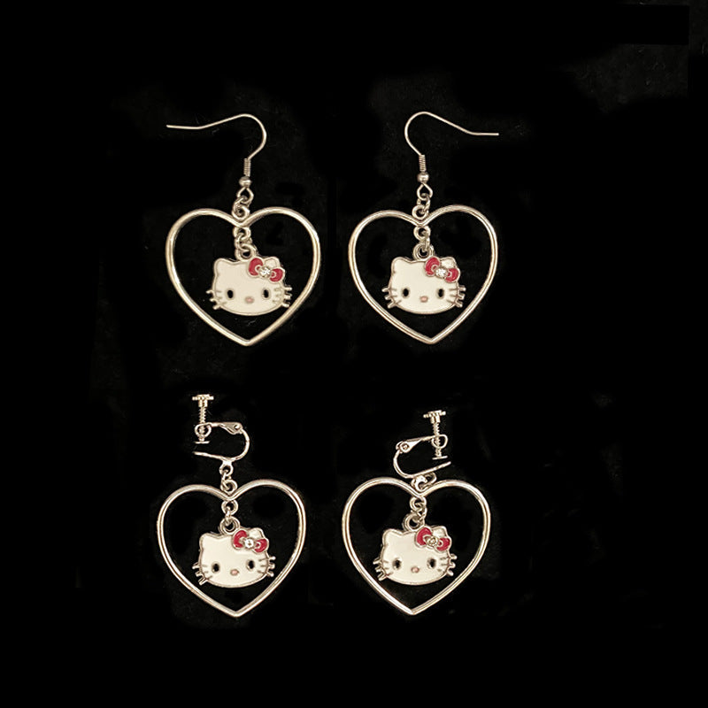 Alloy Spicy Girl Love Cat Earrings Minimo de compra 2 MIC-MaoN004