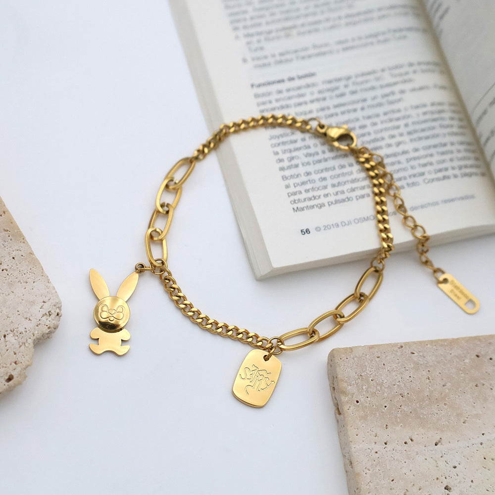 Stainless steel gold-plated cute rabbit bracelet MYA-XuanJ018