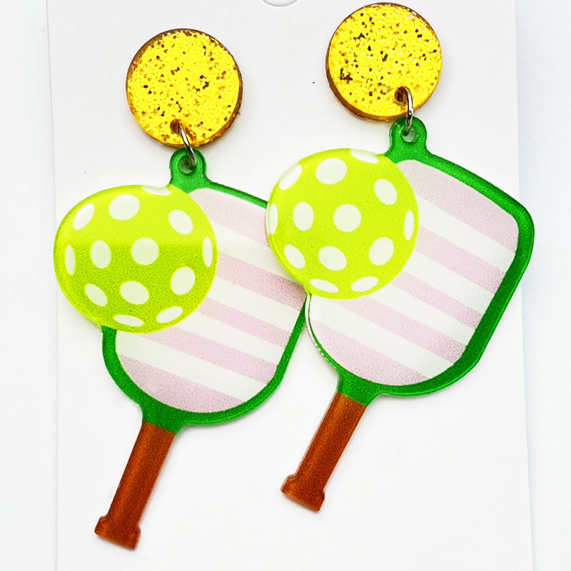 Alloy acrylic sports racket earrings (Minimo de compra 2) MIC-HeY003