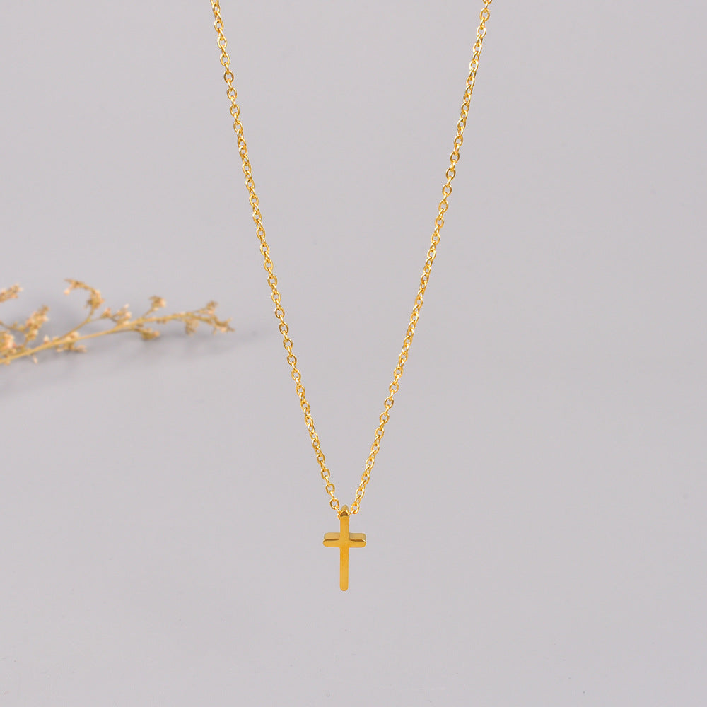 Gold Plated Titanium Cross Necklace MYA-YiS002