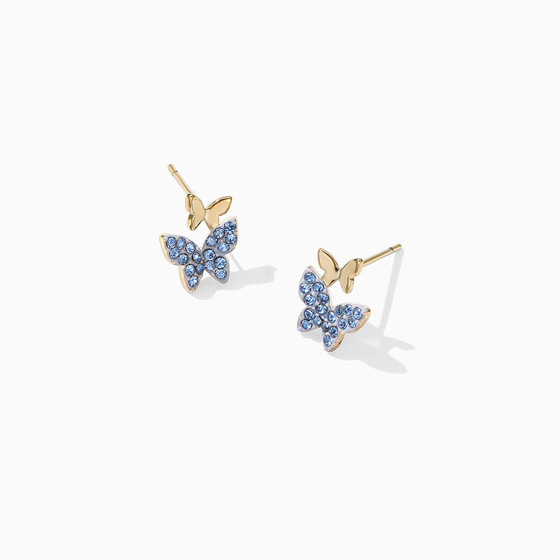 Alloy blue butterfly earrings MIC-YinXin008