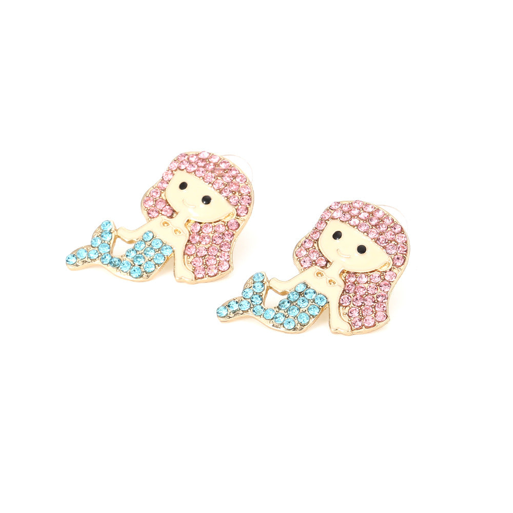 Alloy diamond inlaid cartoon character earrings MIC-ManY033