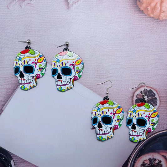 Acrylic Ghost Skull Earrings MIC-ChiC031