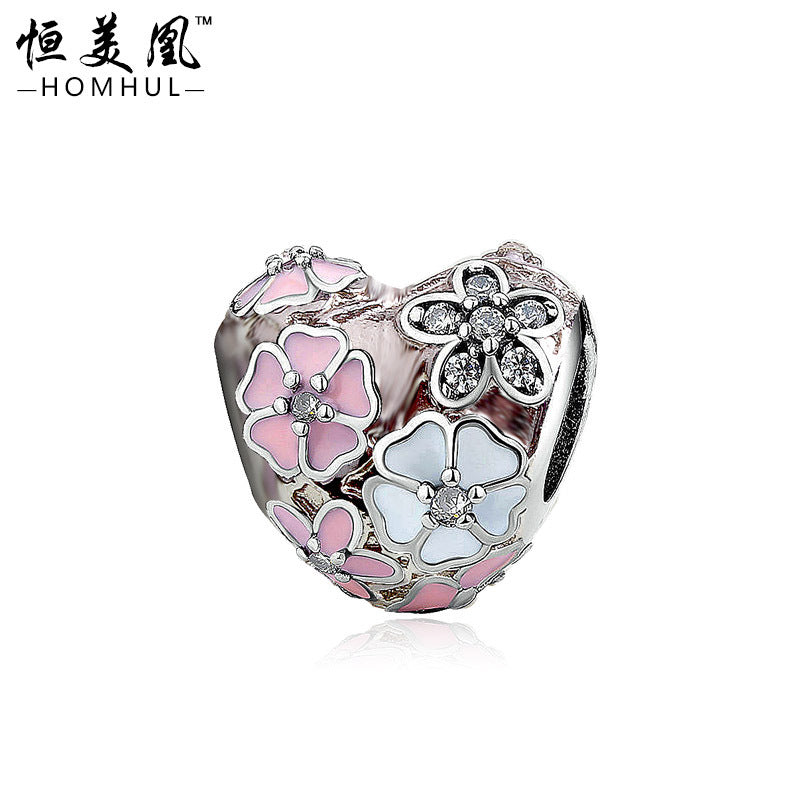 Peach Blossom Lacquer Alloy Beaded Bracelet Accessories JiaR006