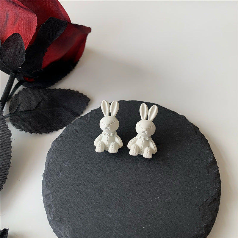 S925 silver needle white rabbit earrings MIC-XiM005