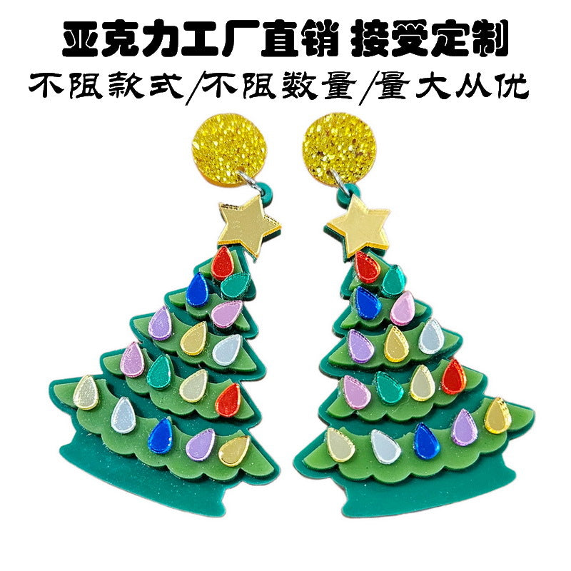 Acrylic Christmas tree earrings MIC-XueP185