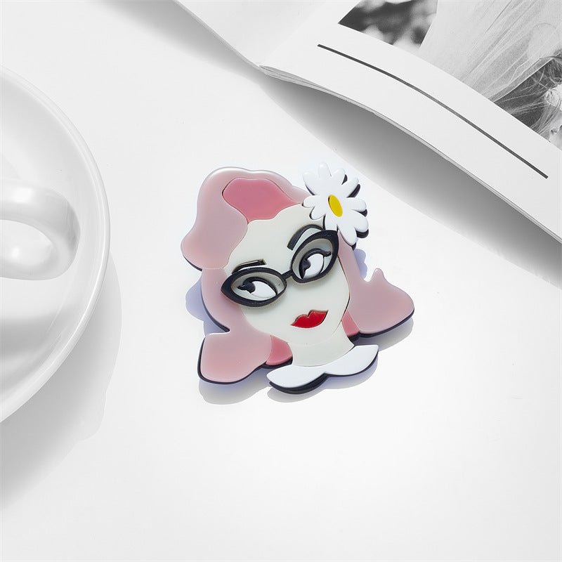 Acrylic splicing glasses short hair beauty brooch MYA-XiY013