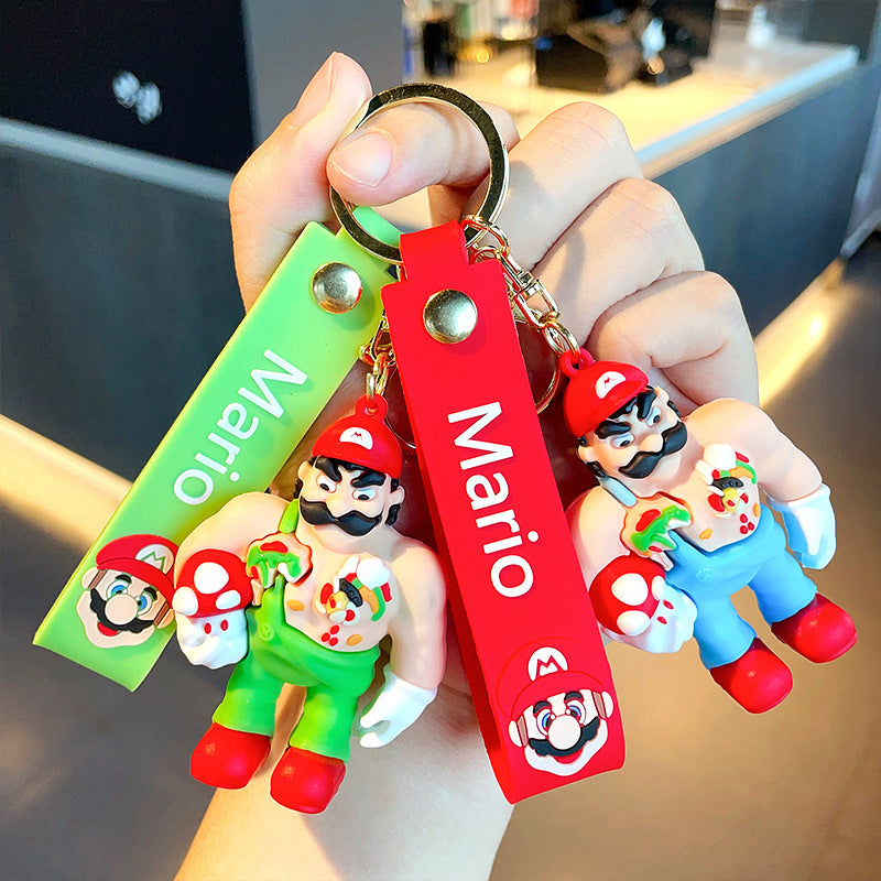 PVC Muscle Mario Anime Doll Keychain MIC-MLZ003