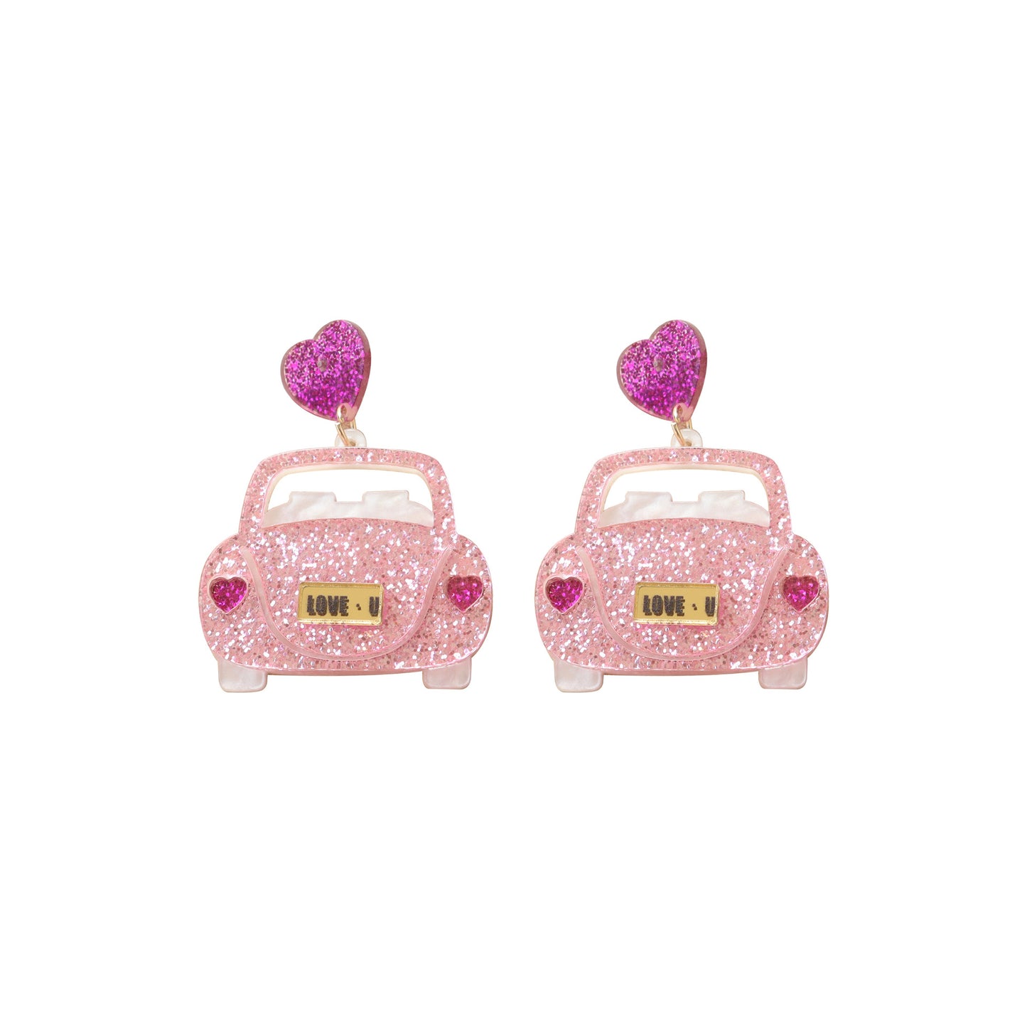 Alloy acrylic pink LOVE earrings MIC-OuG117