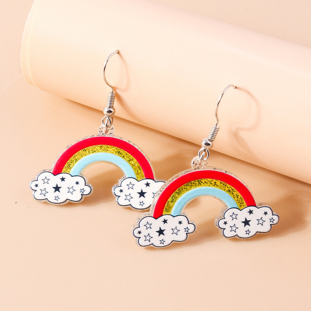 Acrylic Rainbow Cloud Earrings (Minimo de Compra 2) MYA-YueS005