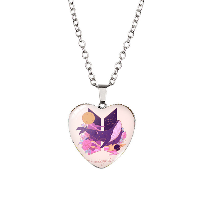 Alloy Time Gem Heart Necklace MIC-XiangL041