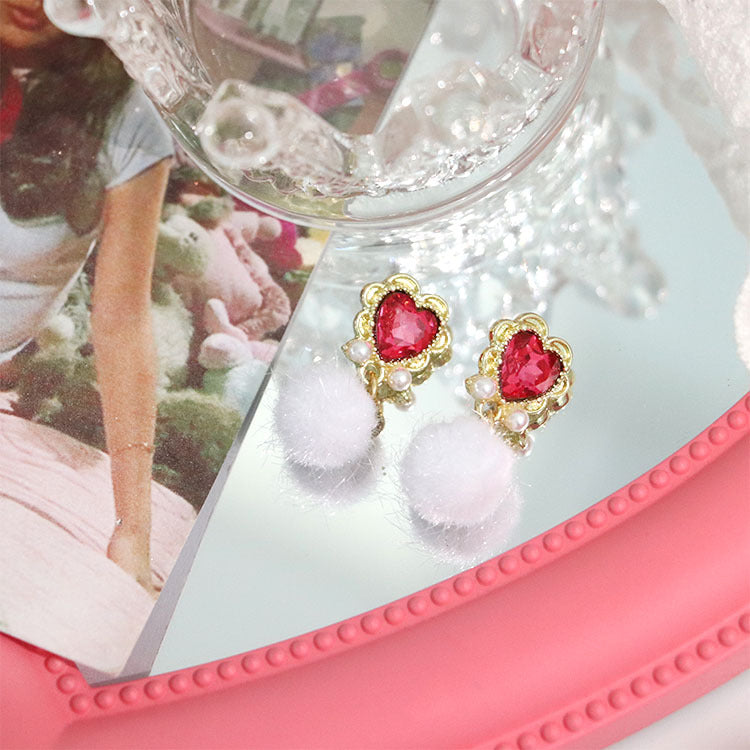 Alloy Heart Petal Crystal Earrings MIC-QingJ047