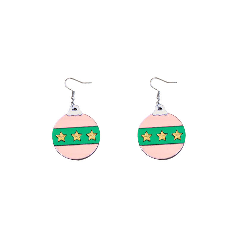 Earrings Acrylic Christmas Mirror Red Green Blue Contrast Color Bomb MOSHU063