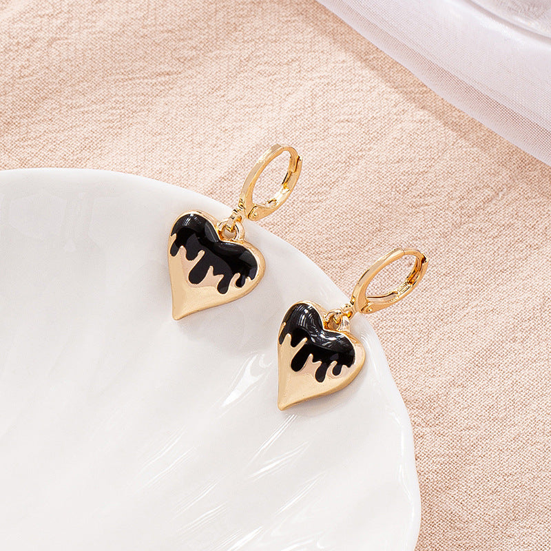 Alloy Peach Heart Oil Dropping Earrings (Minimo de compra 2) MIC-HLM001