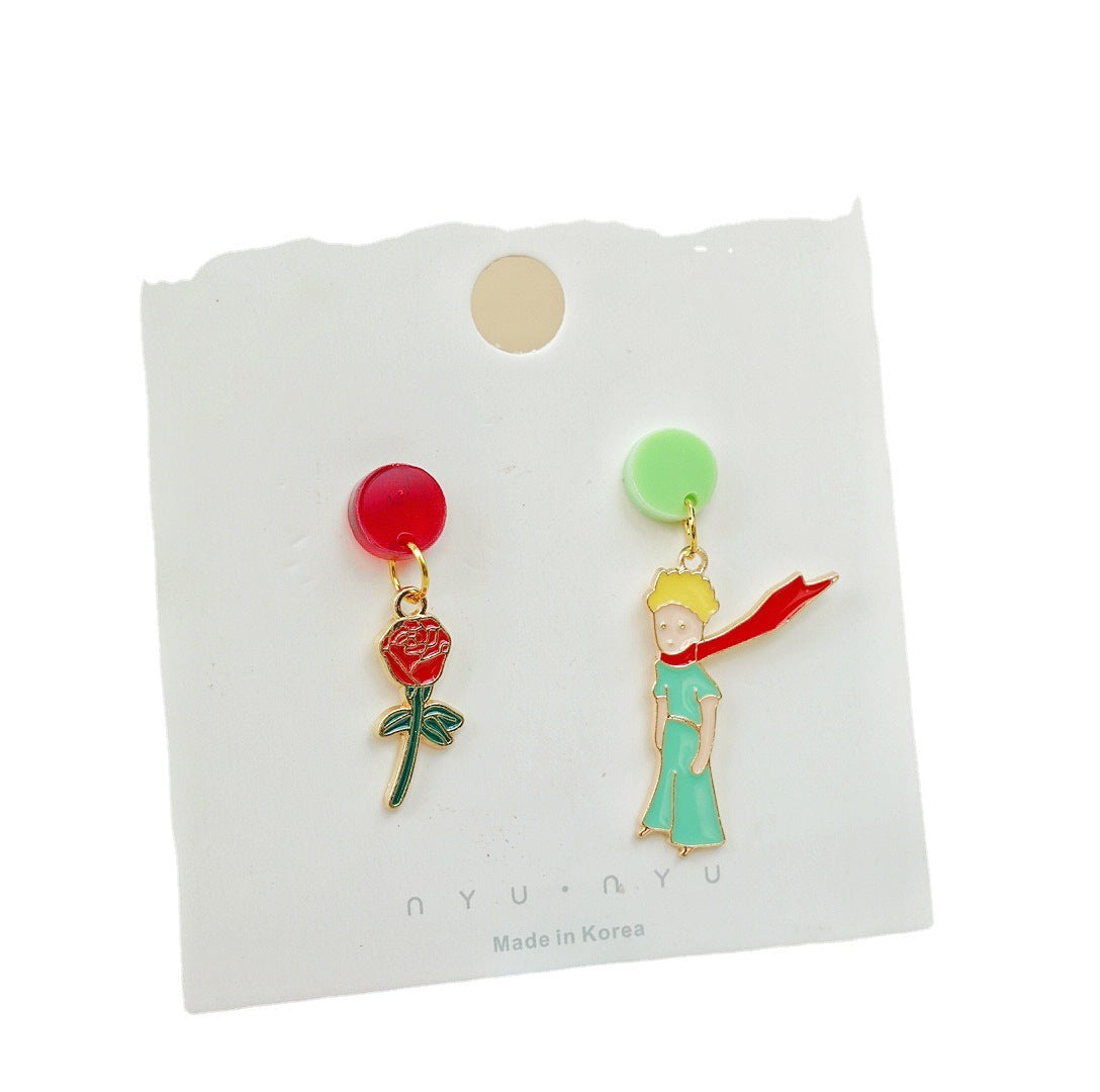 Alloy Little Prince and Rose Earrings MIC-XNWE014