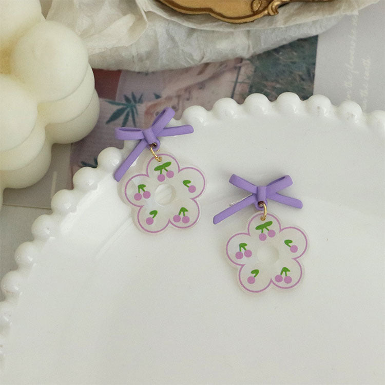 Acrylic Hollow Flower Earrings MIC-QingJ024