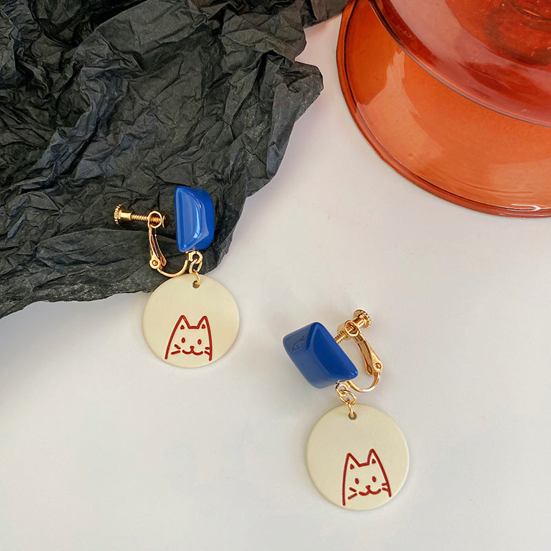 Alloy cartoon oil dripping cat earrings MIC-ABL022