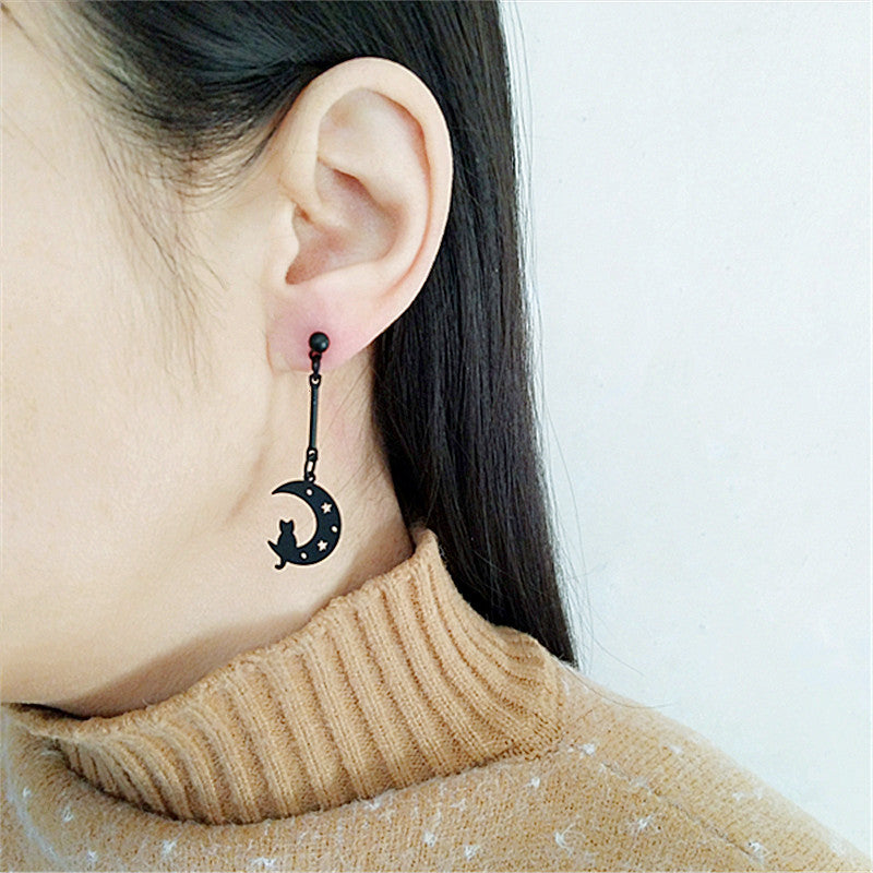 Alloy long tassel moon earrings MIC-AiM012