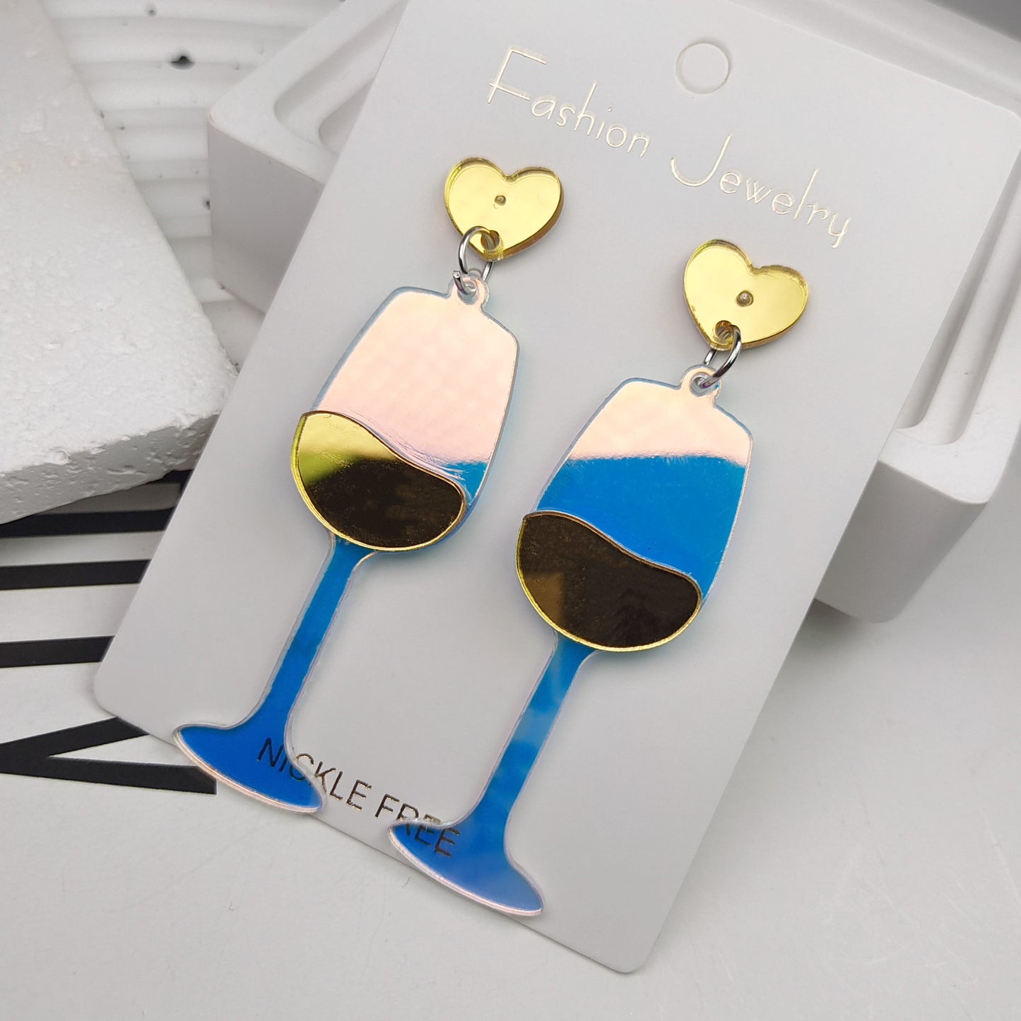 Alloy High Foot Red Wine Cup Earrings MIC-JiaY023