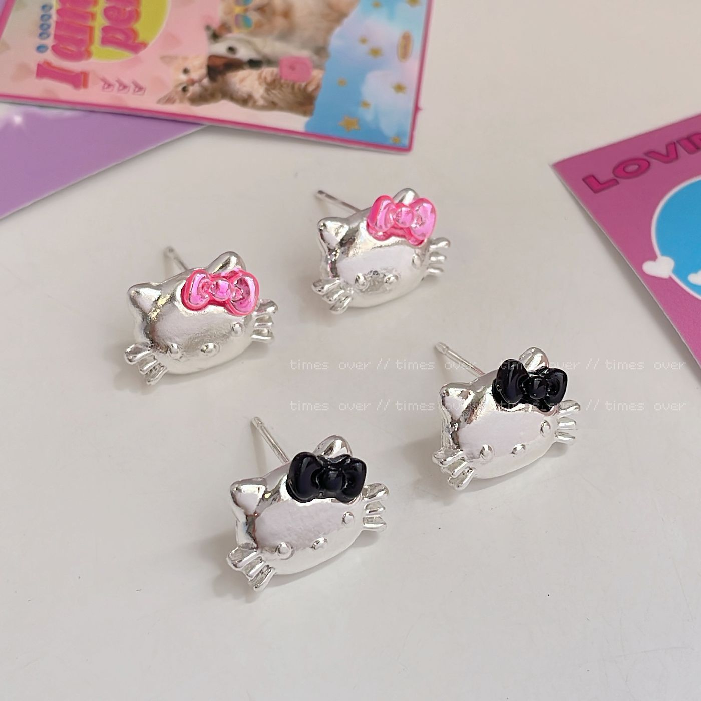 Alloy cat bow earrings MIC-ShuangX054