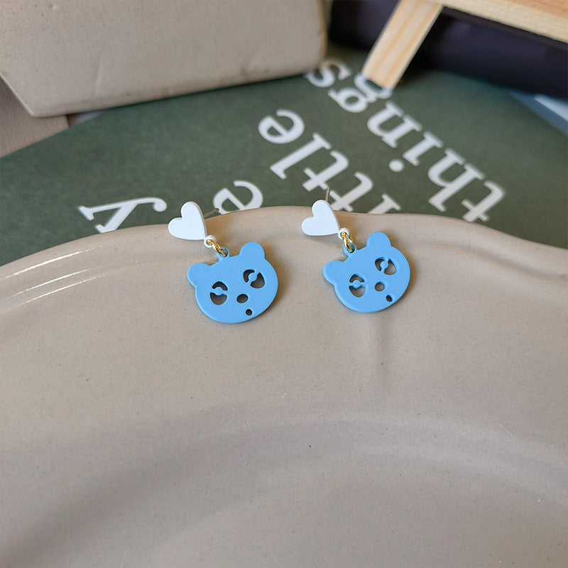 Resin Blue Bear Earrings MIC-JiuY023