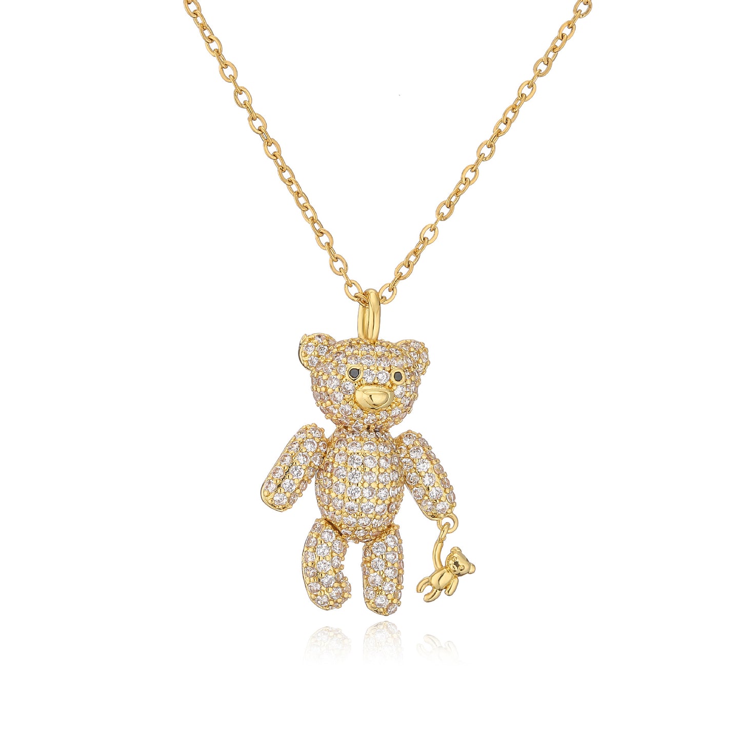 Stainless Steel Full Diamond Bear Necklace MYA-JuC017