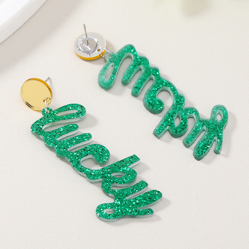 Acrylic Letter Lucky Earrings MIC-KaiQ007